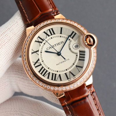 Cartier 18K Gold 42MM Mechanical Movement Crocodile Leather Bracelet Watch replica watches with fast US shipping